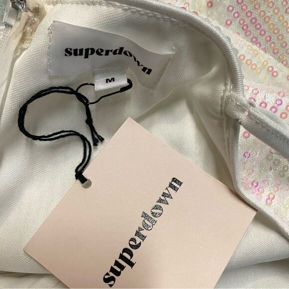 NWT superdown harlee sequin cami dress white mini party Revolve M - Picture 8 of 11